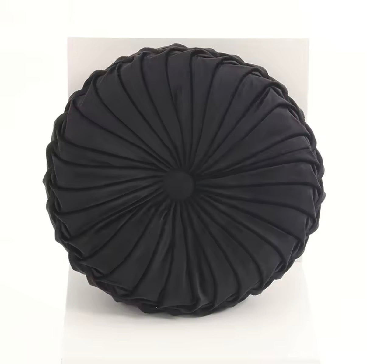 Coussin Rond Plissé en Velours 3D