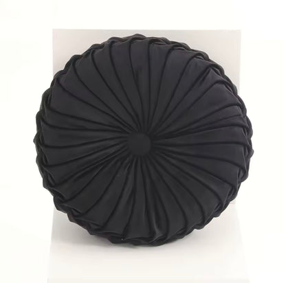 Coussin Rond Plissé en Velours 3D