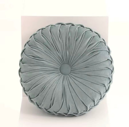 Coussin Rond Plissé en Velours 3D