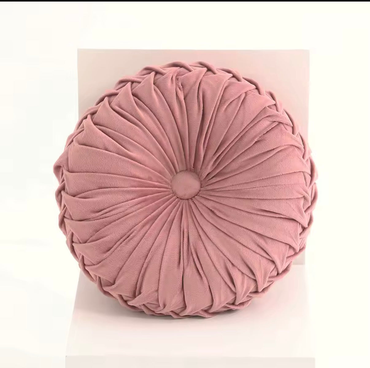 Coussin Rond Plissé en Velours 3D