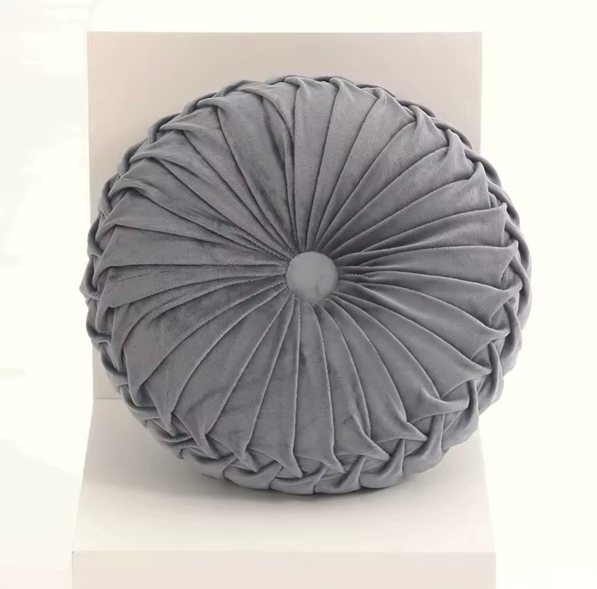 Coussin Rond Plissé en Velours 3D