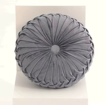 Coussin Rond Plissé en Velours 3D